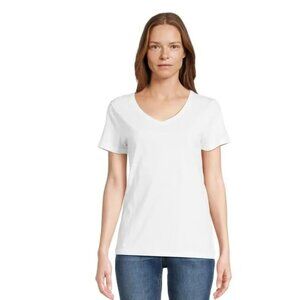 Time and Tru Women's Short Sleeve V-Neck T-Shirt , White, 3X - NWT